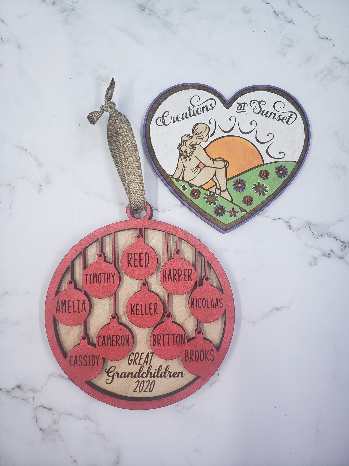 Personalized Family Christmas Tree Ornament - Customizable Names & Year, 5-7" Wooden Keepsake (2-10 Members)