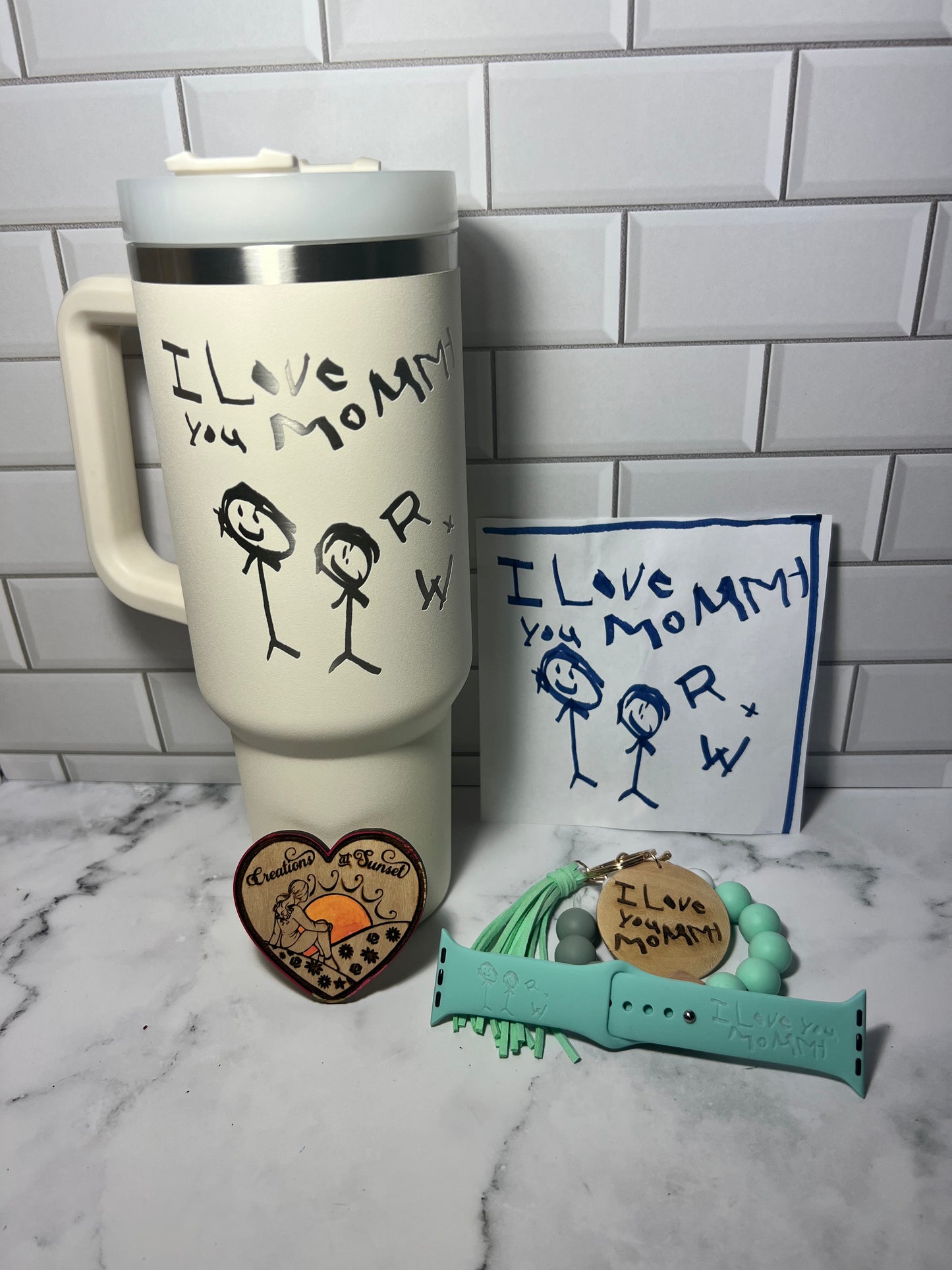 Cherished Memories & Sweet Sentiments: Engraved Stanley Cups Adorned with Your Child's Precious Artwork