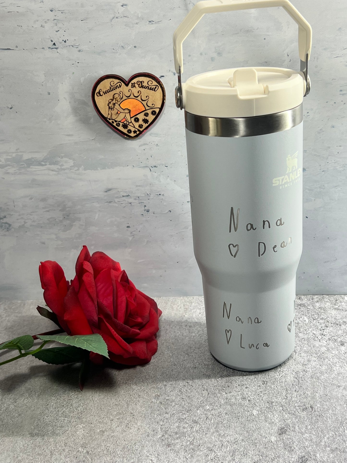 Cherished Memories & Sweet Sentiments: Engraved Stanley Cups Adorned with Your Child's Precious Artwork